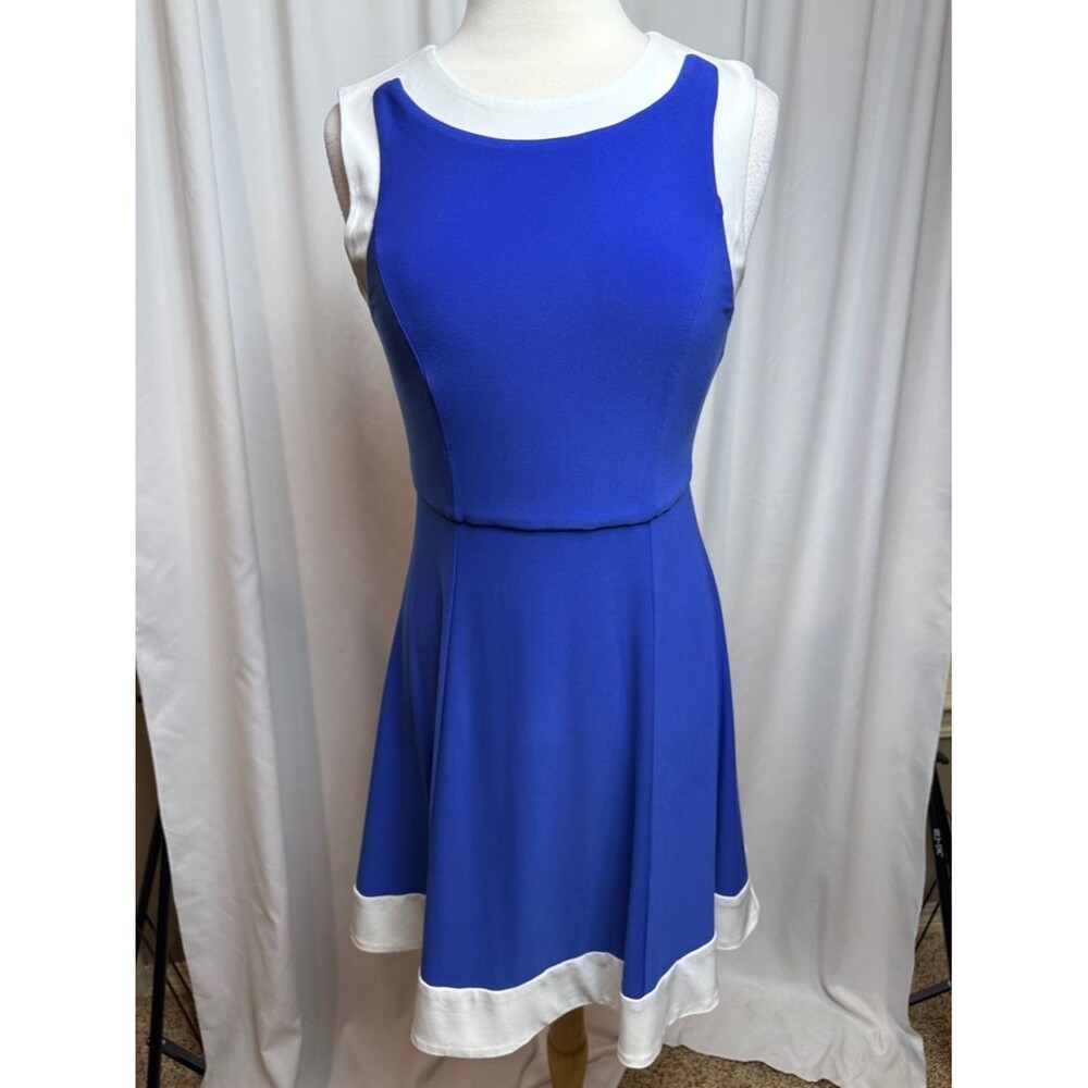 Tommy Hilfiger Blue and White Sleeveless Fit & Flare Dress, Size 4